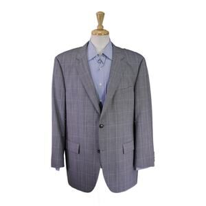 Hugo Boss The Grand US Model Navy White Plaid Wool Sportcoat Blazer 48R